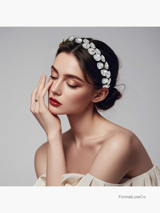 Sparkly Rhinestone Thin Headbands for Women - 2 Pack Crystal Hair Hoops